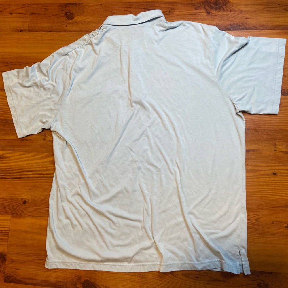 JOHN BLAIR Vtg 80s 90s Light Blue Geometric Short Sleeve Polo SHIRT Men's XL - Picture 4 of 8